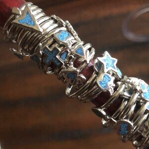 Silver and Blue Women's Ring Set